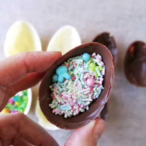 Sprinkle filled Easter chocolate egg 