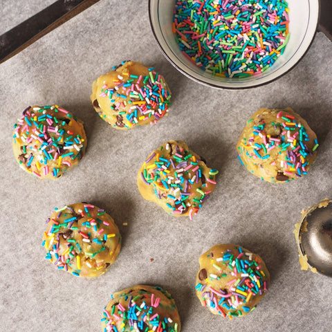 Sprinkle Funfetti Chocolate Chip Cookies with Sugar Lips NZ Rainbow Jimmies Sprinkles
