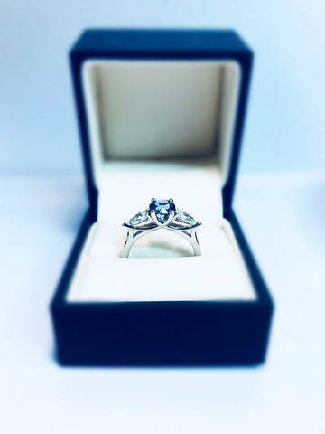 Platinum Sapphire and Diamond Ring