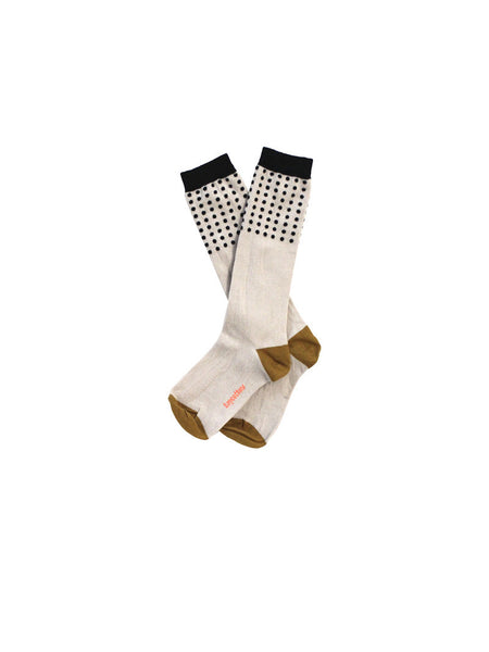 TINYCOTTONS DOTS HIGH SOCKS CREAM BLACK Billie & Axel, Montreal, Canada