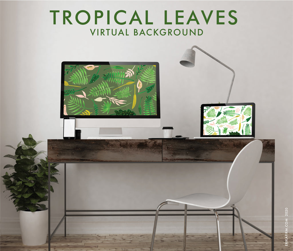 Free tropical leaves zoom background