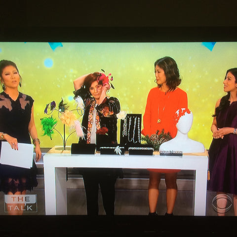 THE FEATHERED HEAD FASCINATORS ON CBS THE TALK EASY HOLIDAY STYLING
