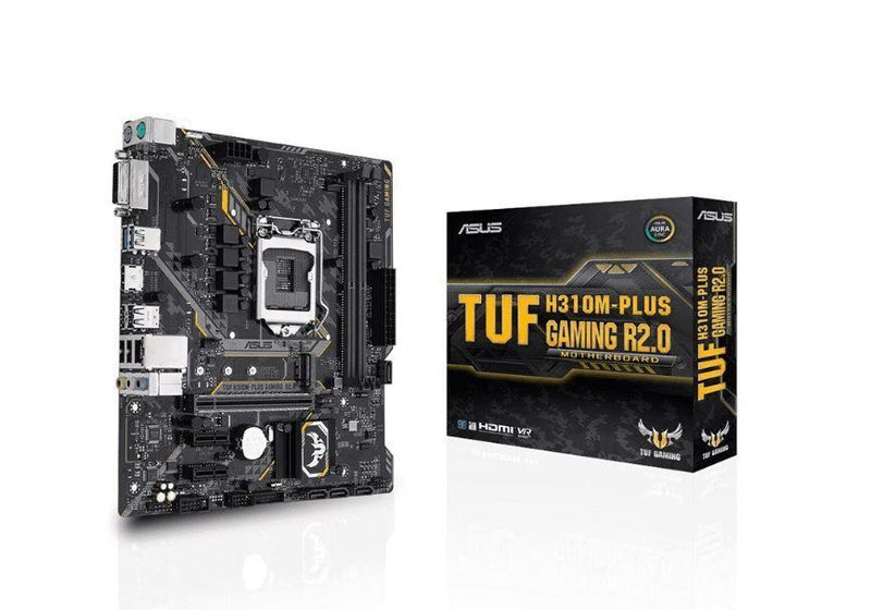 Intel H310 mATX gaming motherboard with Aura Sync RGB LED lighting, DDR4 2666MHz support, 20Gbps M.2