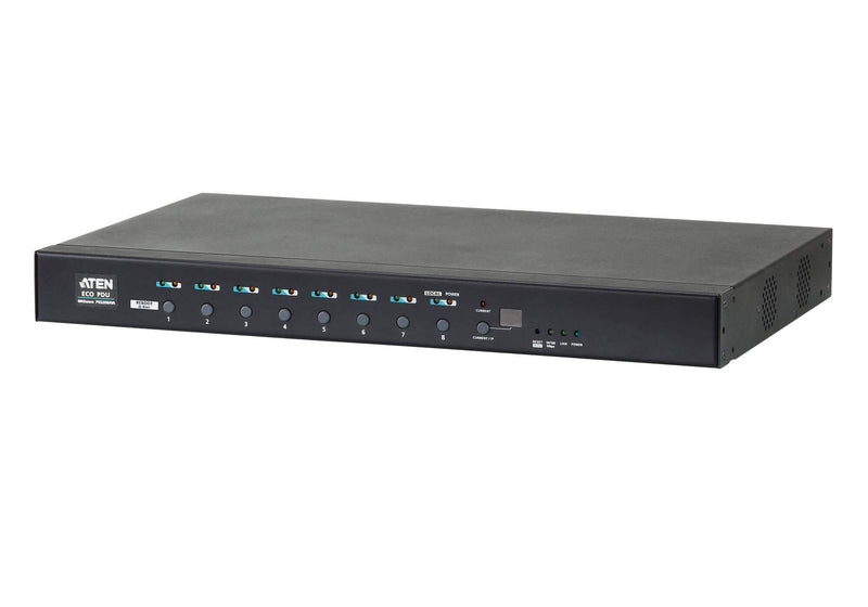 Aten 8 Port 1U 16A Smart Terminal block power Input PDU. Bank level metering, supports SNMP and Telnet and serial control.