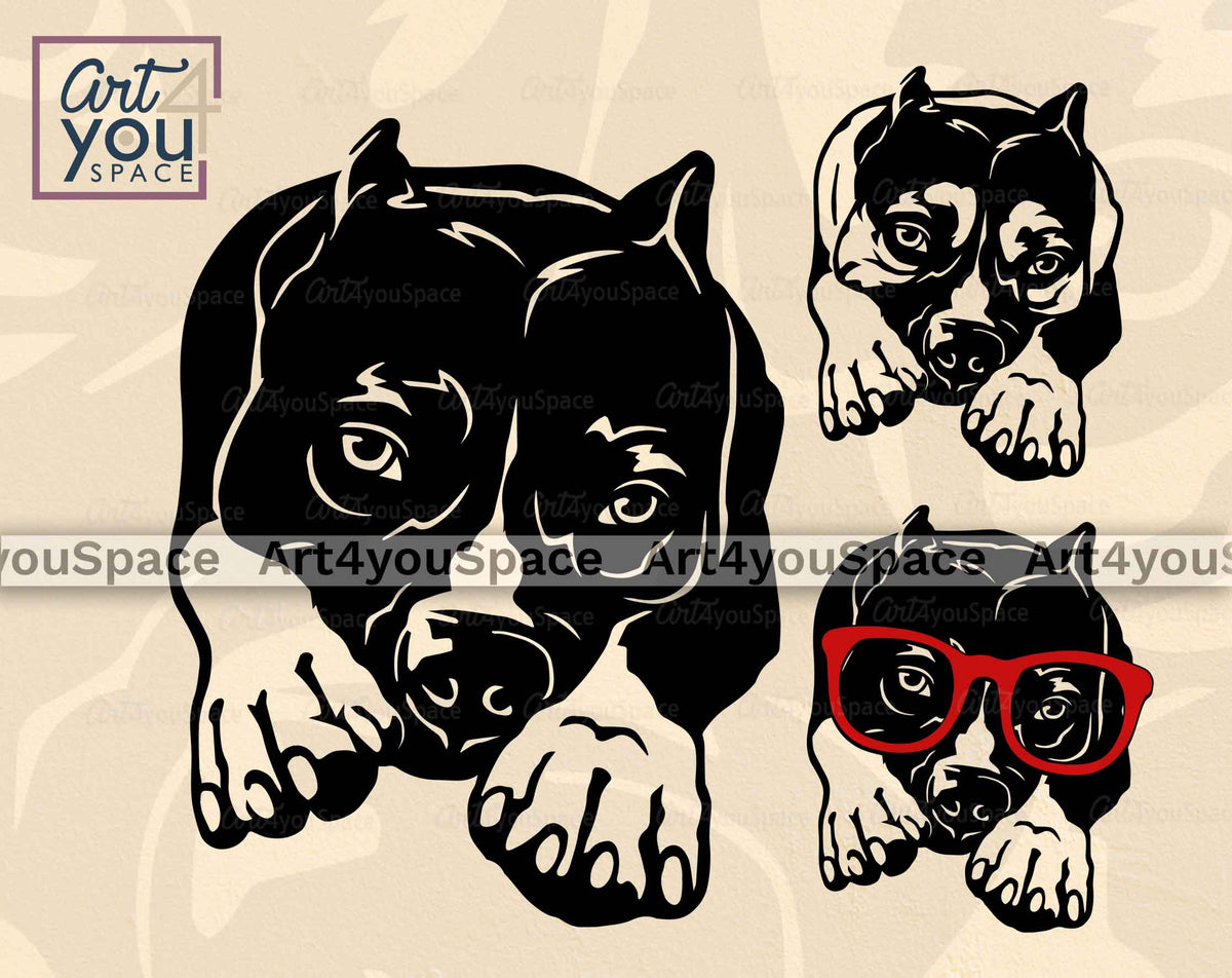 American Bully SVG File For Cricut, Cute Dog Glasses Vector Download