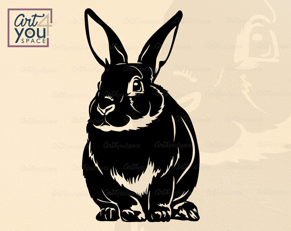 Rabbit SVG, PNG, DXF Bunny Cricut, Easter Clipart, Vector Image, Laser