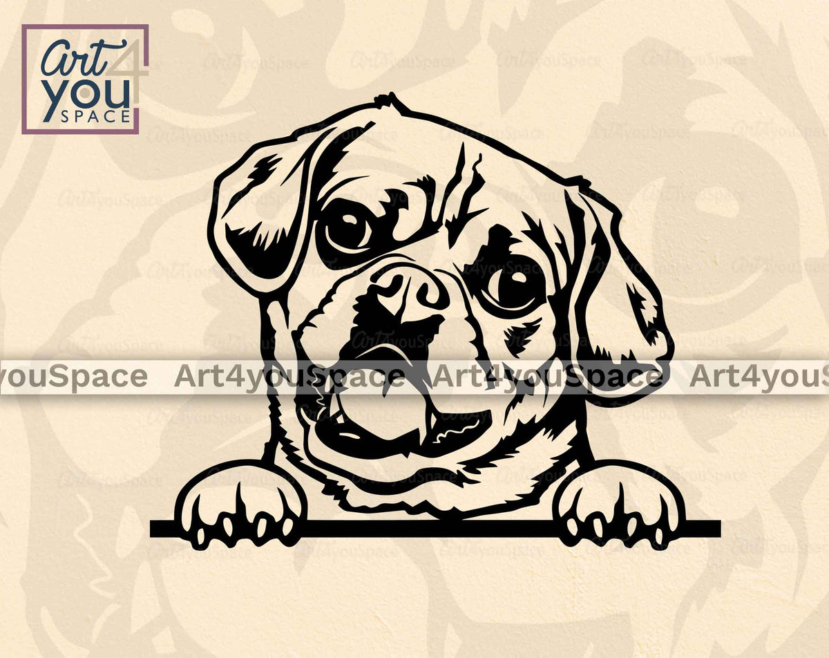 Puggle SVG PNG DXF, Pugle Mom Vector Clipart, Dog Cricut File Download