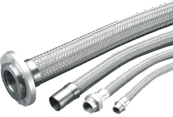 Unisource SF21 Stainless Steel Flexible Metal Hose Assembly 1 Stainless Steel Flanged Connection 571 PSI Maximum Pressure 24 Length 1 ID 