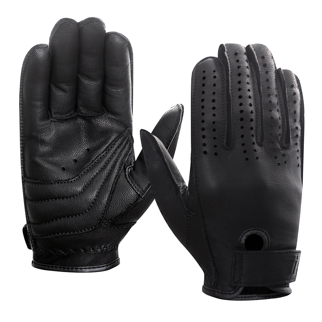 Harssidanzar Motorcycle Gloves for Men, Breathable Leather Driving