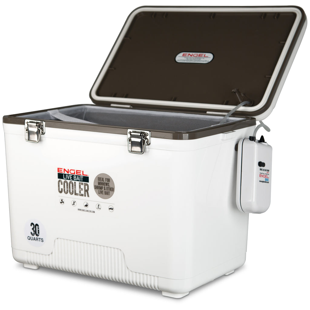 30 Quart Heavy Duty Live Bait Cooler Dry Box with Air Pump 