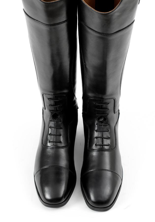 black leather field boots