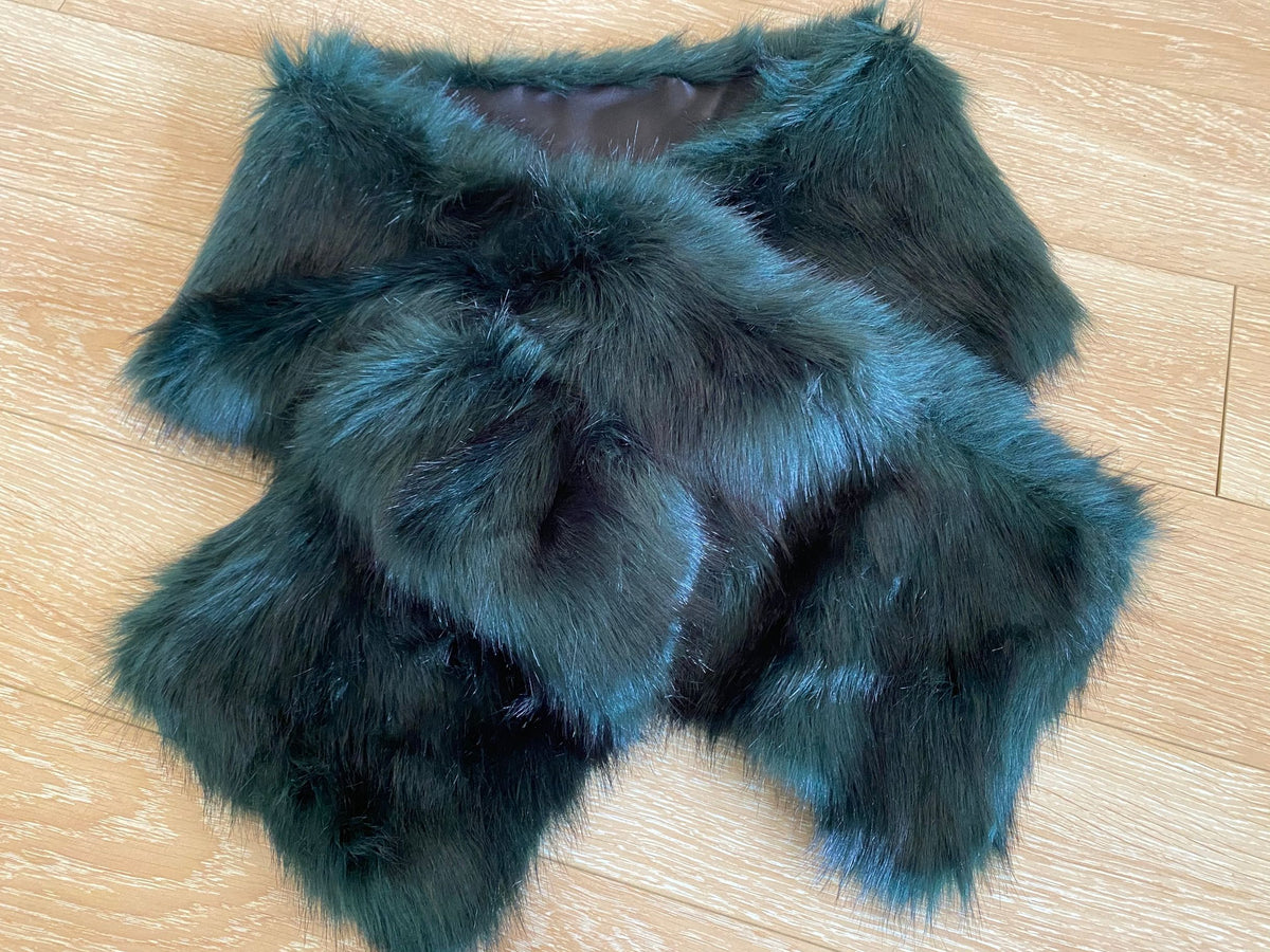 emerald green fur shawl