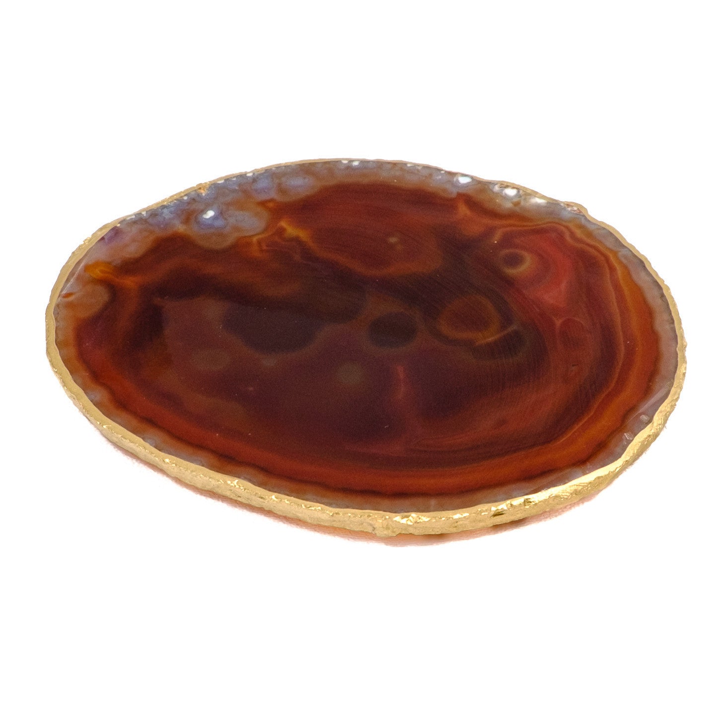 Gold Rimmed Natural Agate Wine Coaster