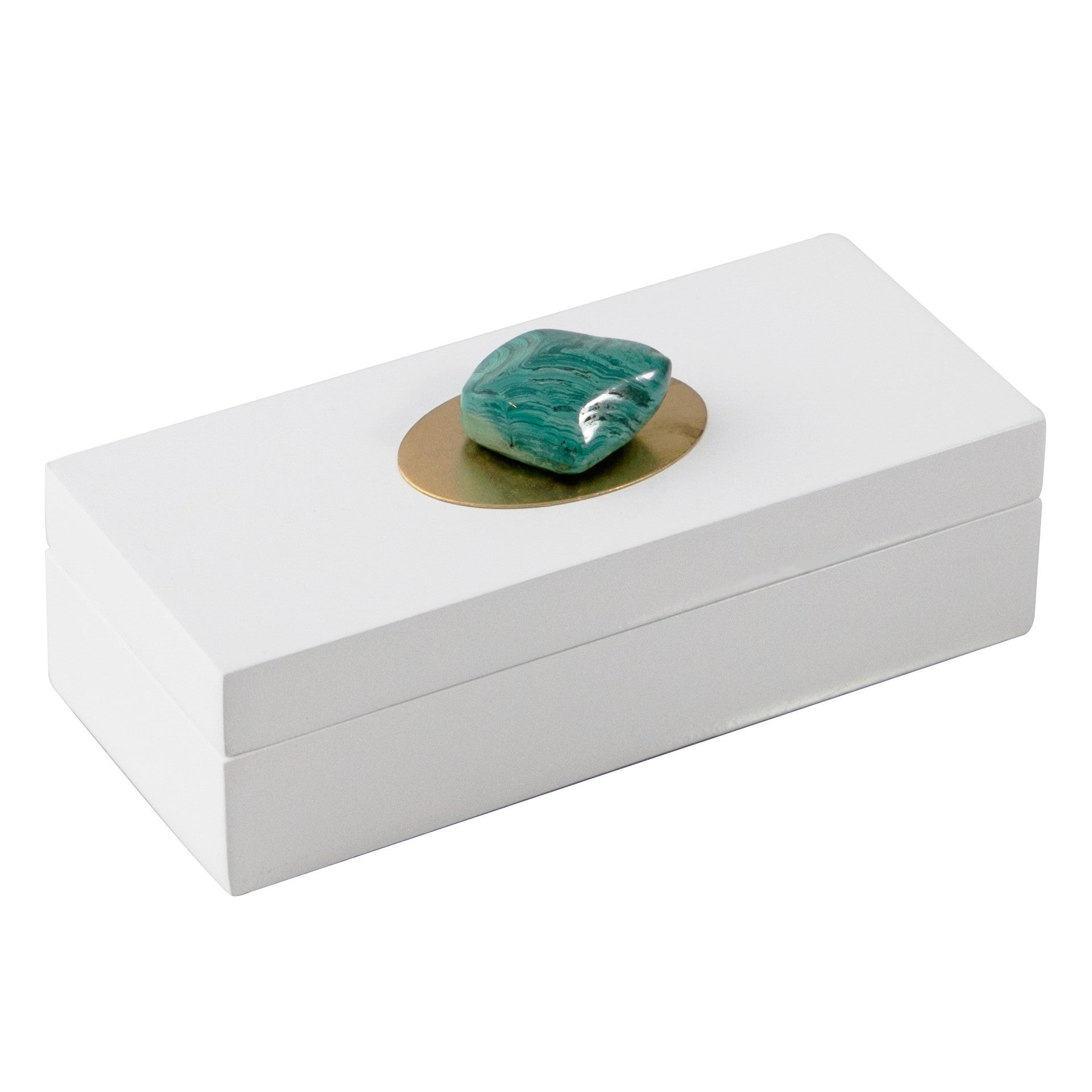 Small White Lacquer Box with Malachite
