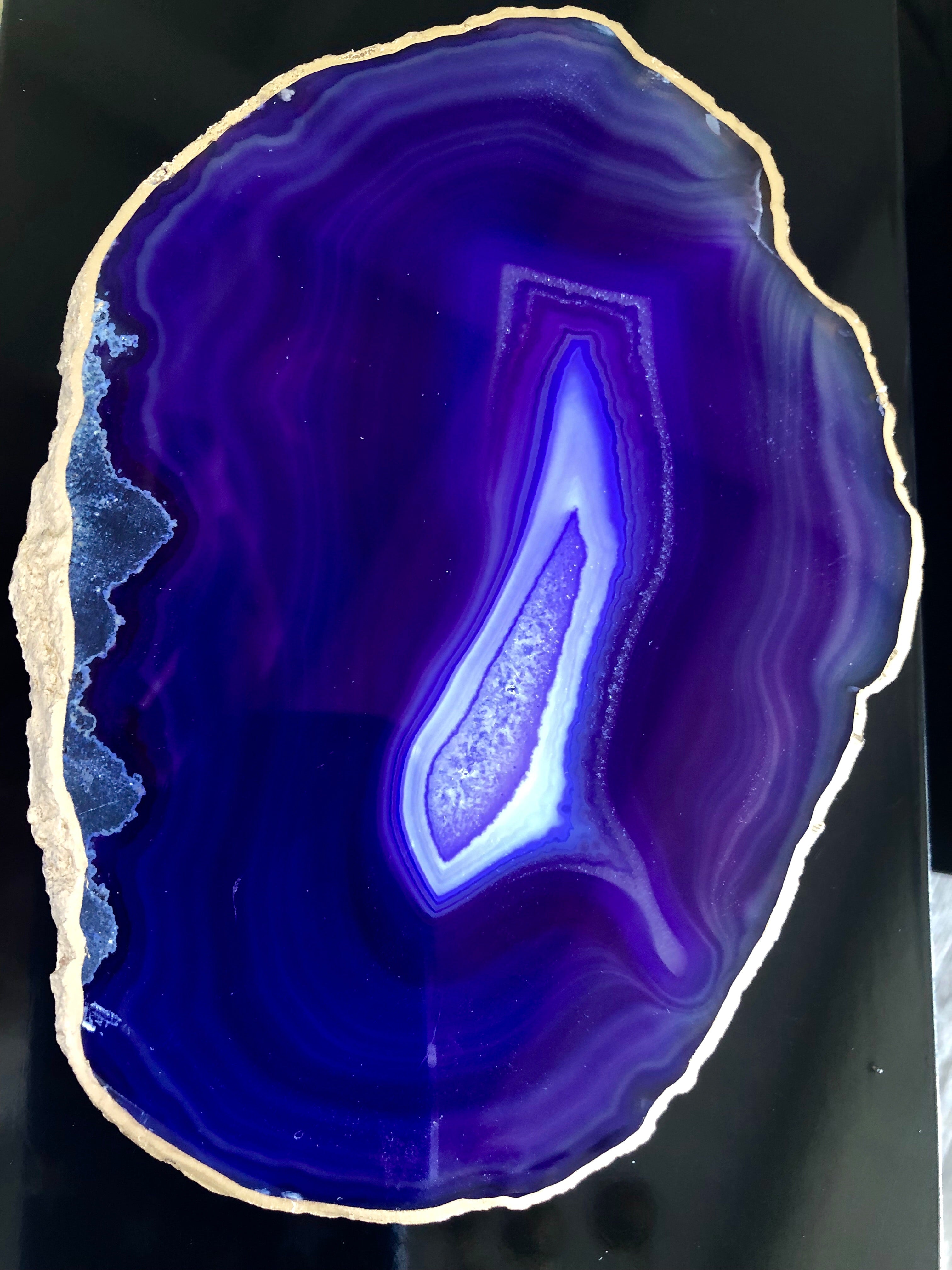 Large Black Lacquer Box with Purple Agate