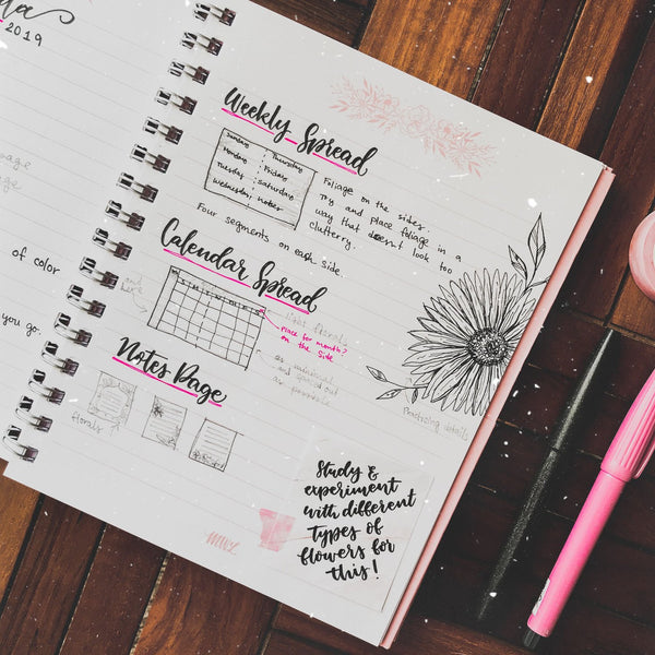 handwritten schedule in notebook