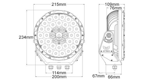 Type X Pro LED Spot Light Dimensions