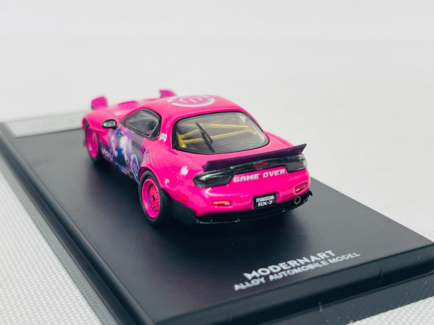 Mazda RX-7 e-Sports edition with flag banner . Pink . By Time Micro . 1/64 . New & Boxed