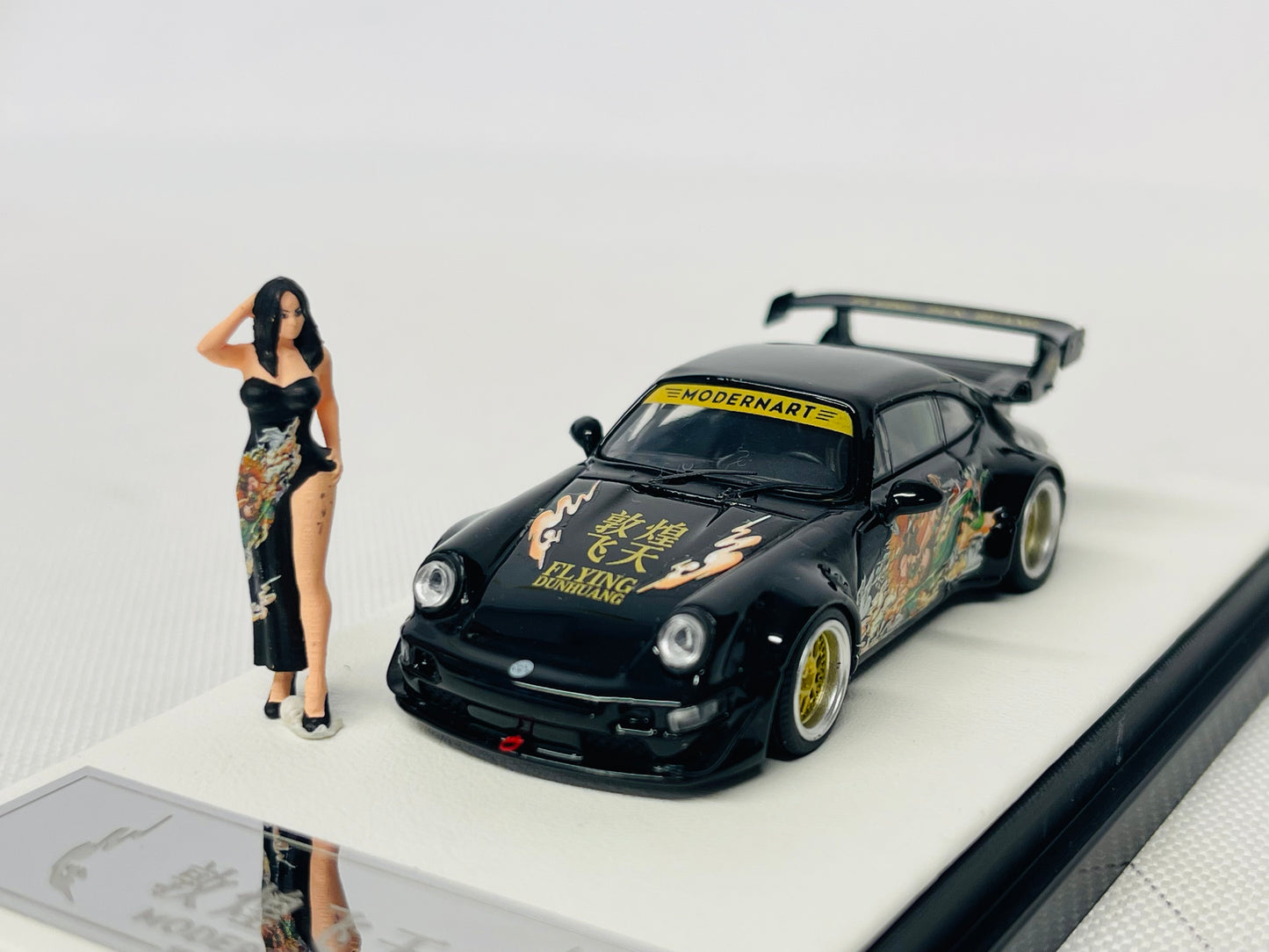 Porsche 911 (964) Dunhuang Feitian . Black . Girl in Black Dress . By Time Micro . 1/64 . New & Boxed
