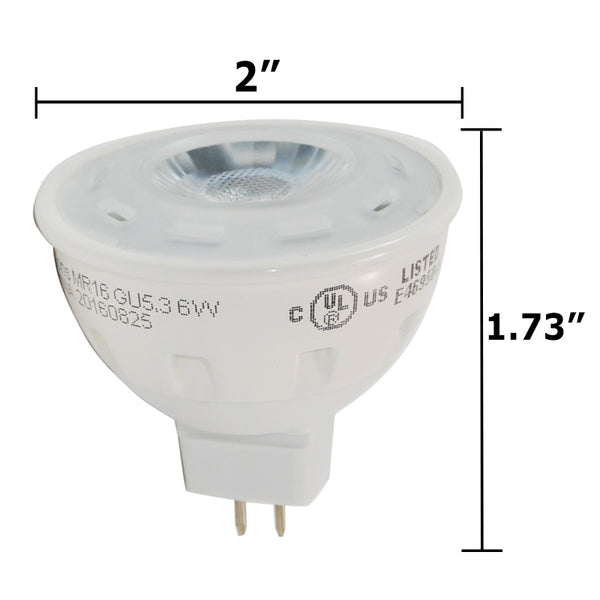 6W MR16 LED Cool White 400LM Flood Light Bulb - 35w equal – BulbAmerica
