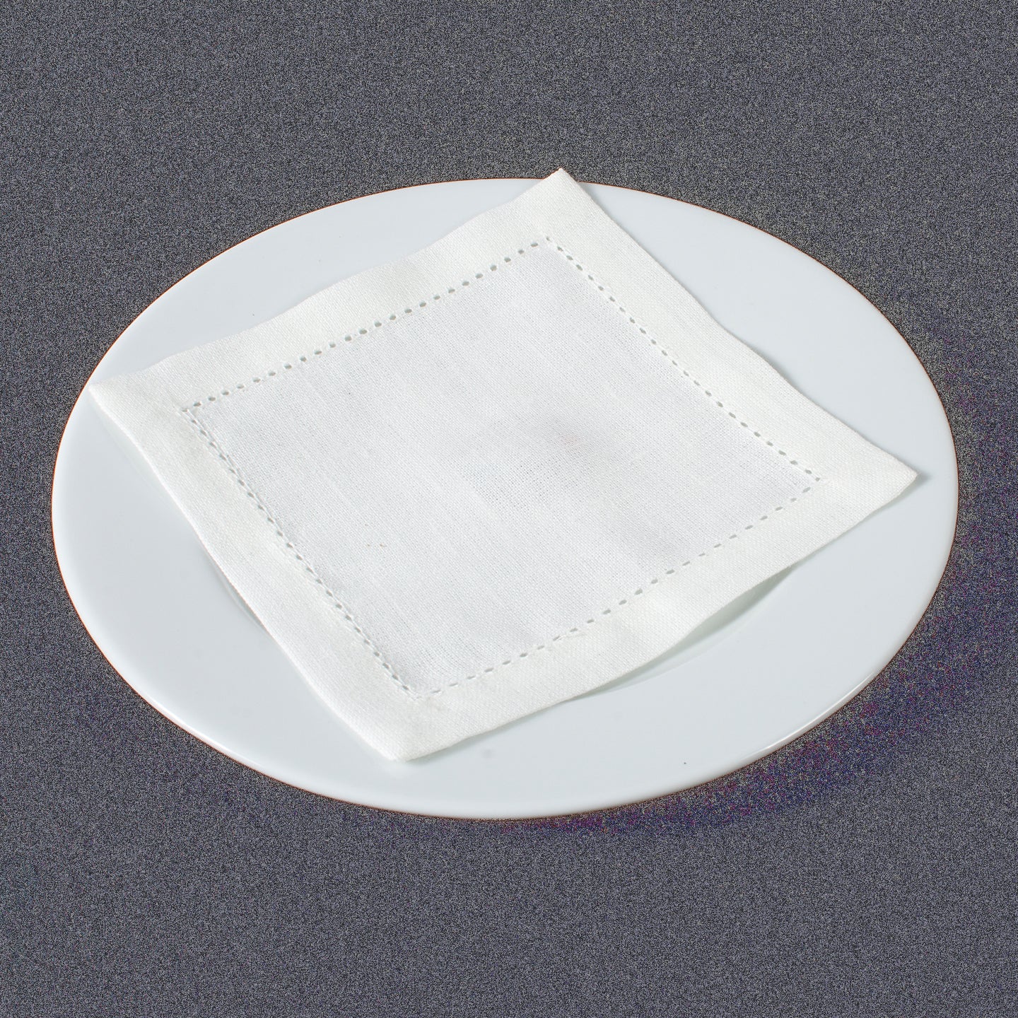 Borough Kitchen OffWhite Linen Cocktail Napkin with Hem Stitch/14x14c