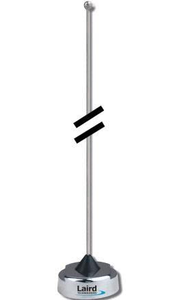 QW490: 490-512 MHz Chrome Quarter Wave Whip Antenna with NMO Base. Metallic Ground Plane Required.