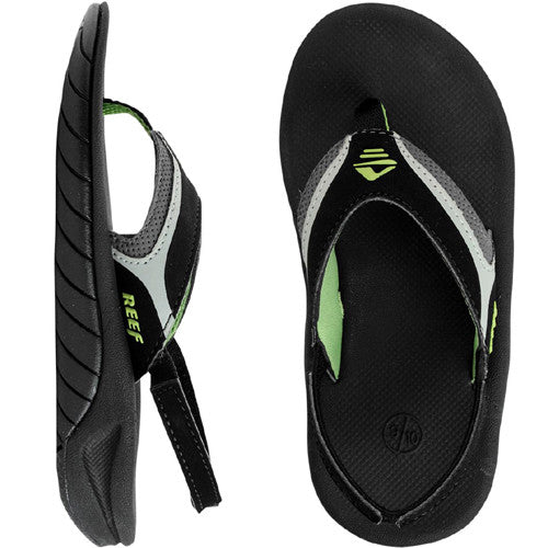 Reef Kids Slap II Sandal Black Green 13/1 Kids Size