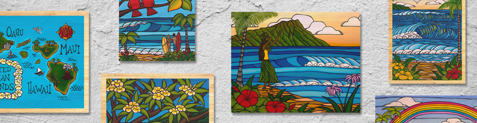 Bamboo Wood Prints reproductions of original artwork by Hawaii's Best Artist Heather Brown