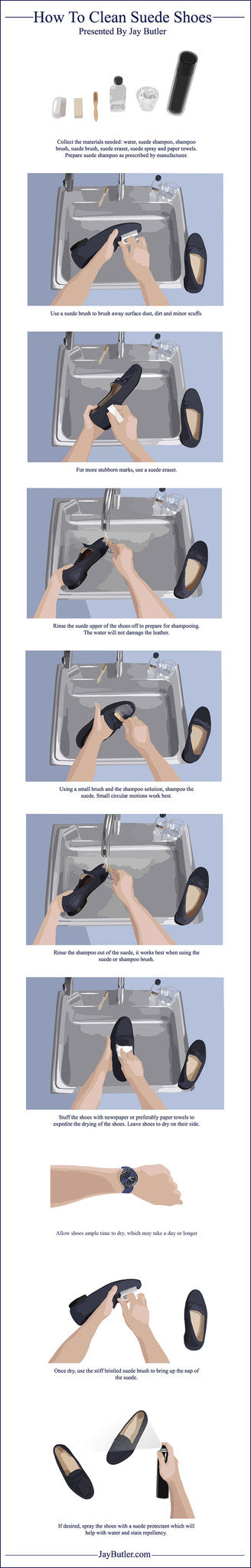 how to clean suede shoes infographic