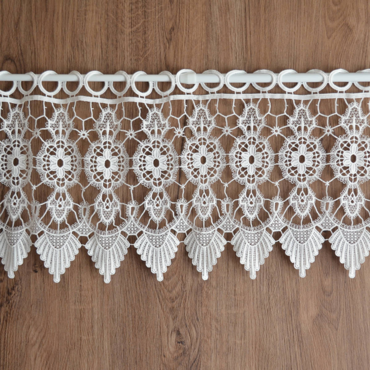 White Crochet Macrame Lace Kitchen Cafe Window Curtain Valance French Country