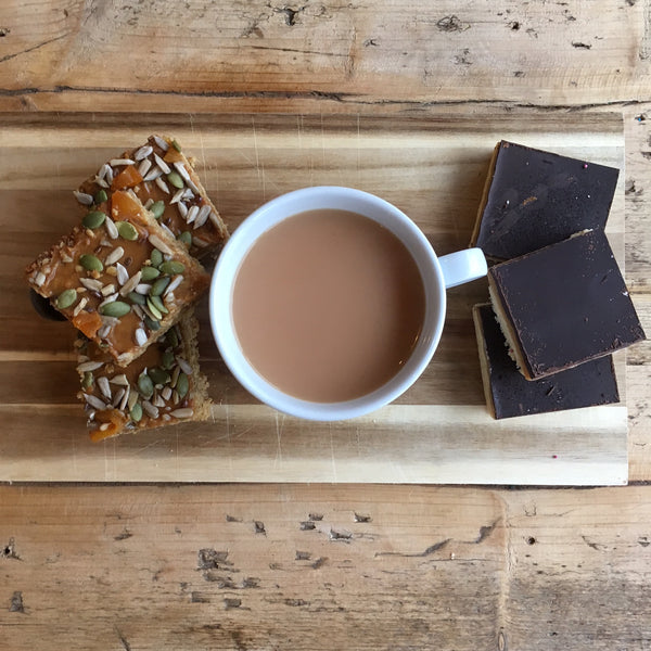 Cake Squares on sale at £1.50 during January at Our Kid. Family Friendly cafe Manchester