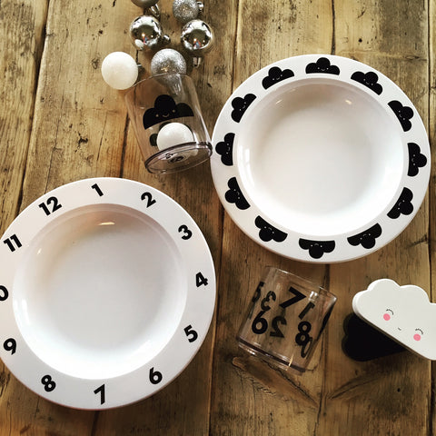 Toddler Table Setting in Monochrome at Our Kid