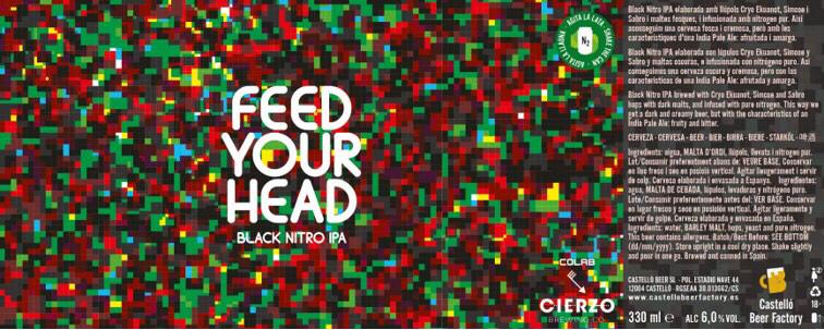 CIERZO con CASTELLÓ Beer Factory:  FEED YOUR HEAD - Black Nitro IPA 6% x Lata 33cl - Clandestino