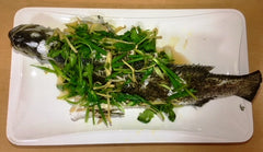 Steamed Seabass with Ginger and Cilantro Topping