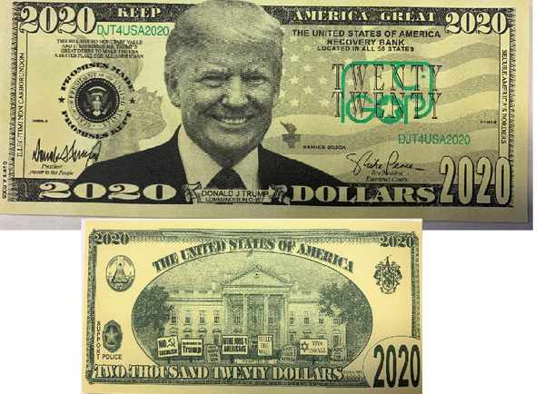 Donald Trump 2020 Serious Business Dollar Bill MAGA Novelty Money with Holder 