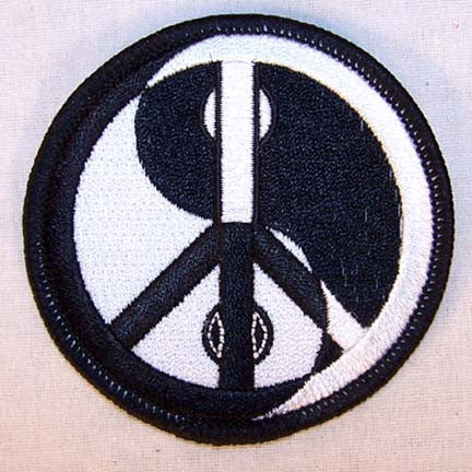 SEW-ON EMBROIDERED PATCH 3/" X 3/" PEACE SIGN /& YIN YANG IRON-ON