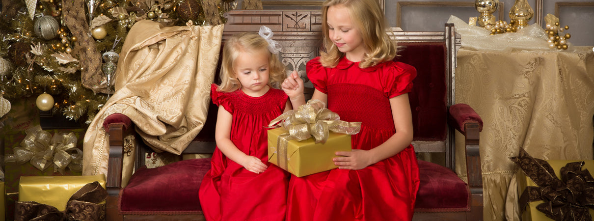 Strasburg Christmas Dress Red Silk Holiday Dress Smocked