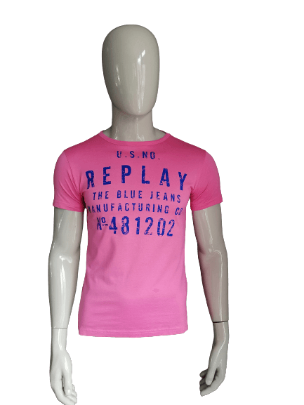 Laan vrek Broederschap B keus: Replay Beachwear shirt. Roze Blauw gekleurd. Maat M. vlekjes |  EcoGents
