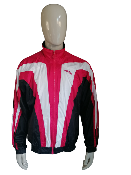 Zorgvuldig lezen Traditioneel gesloten Vintage Adidas Original 80's-90's trainingsjack. Rood Zwart Wit gekleurd.  Maat XL. | EcoGents
