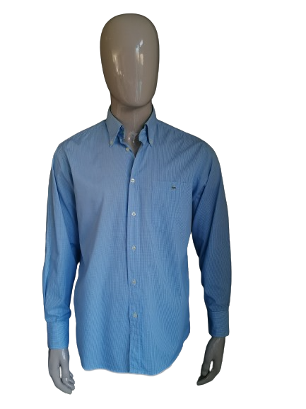 Controle dodelijk Inactief Lacoste overhemd. Blauw Wit geblokt motief. Maat 42 / L. | EcoGents