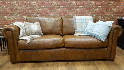 Vintage chestnut leather sofa