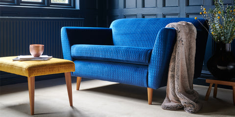 Electric blue 2 seater sofa