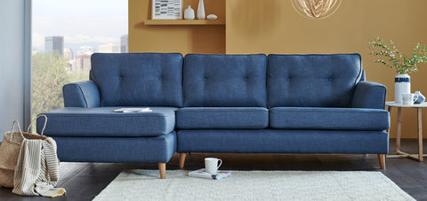 SofaSofa navy blue chaise sofa