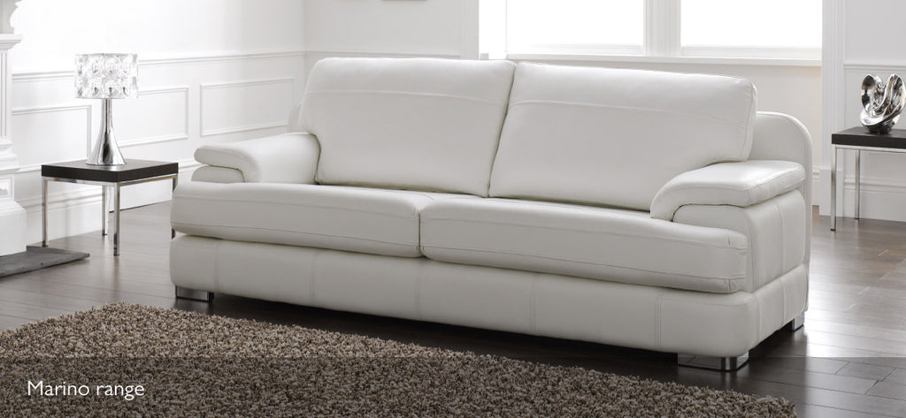 White softgrain leather sofa