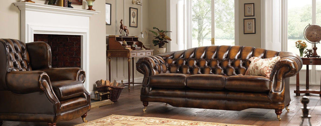 Antique gold leather sofa
