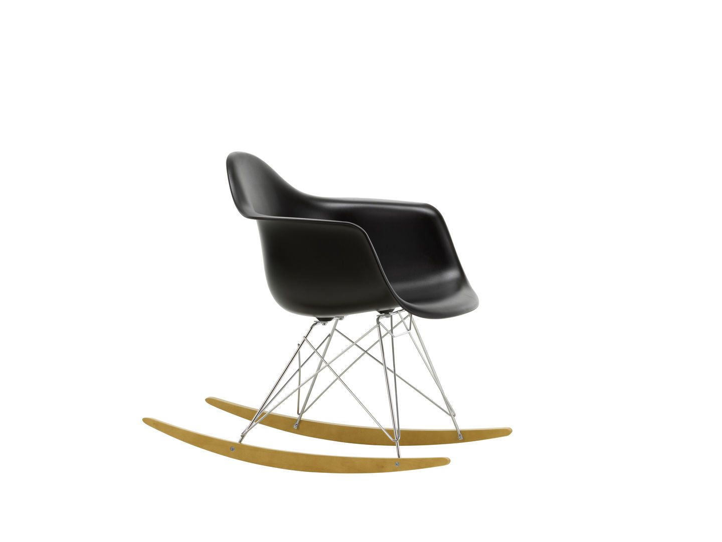 Vitra Eames RAR schommelstoel naturel, chroom, diep zwart – HelloChair