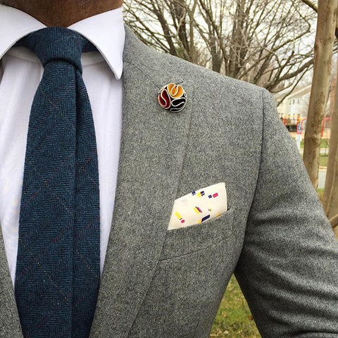 Woolen Plaid Tie, Paisley Pocket Square and Lapel Flower