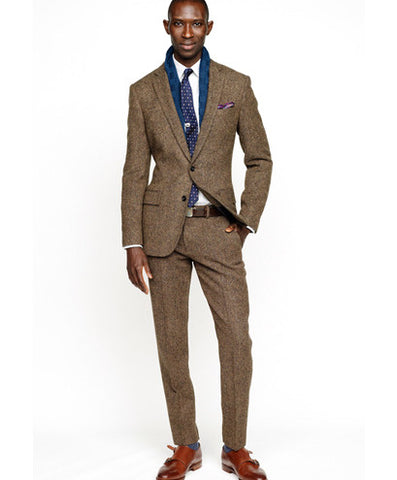 Brown Suit with a Blue Tie