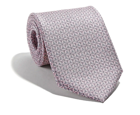 Ferragamo Grey Printed Silk Tie