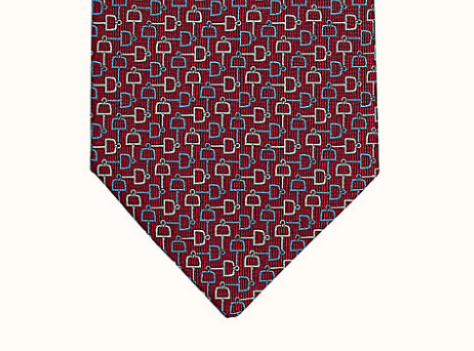 Hermes Burgundy Printed Silk Tie
